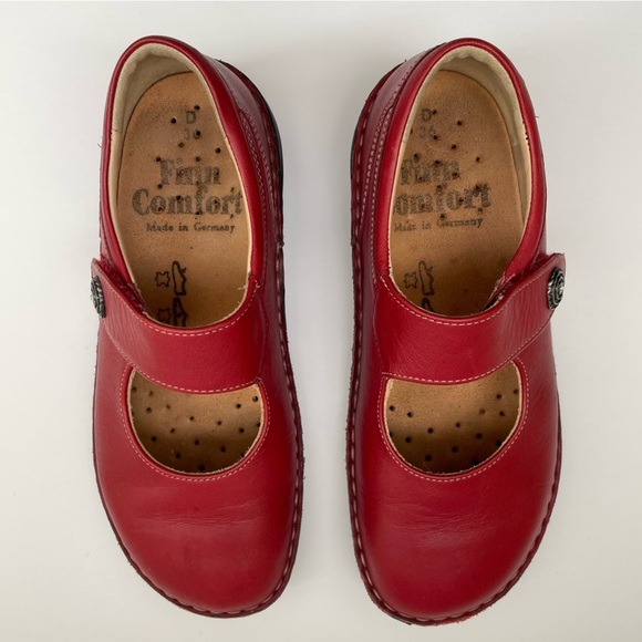 Finn Comfort Red Mary Jane Laval Nappa Leather Loafers Shoes Comfort 36 Wide - Picture 10 of 13